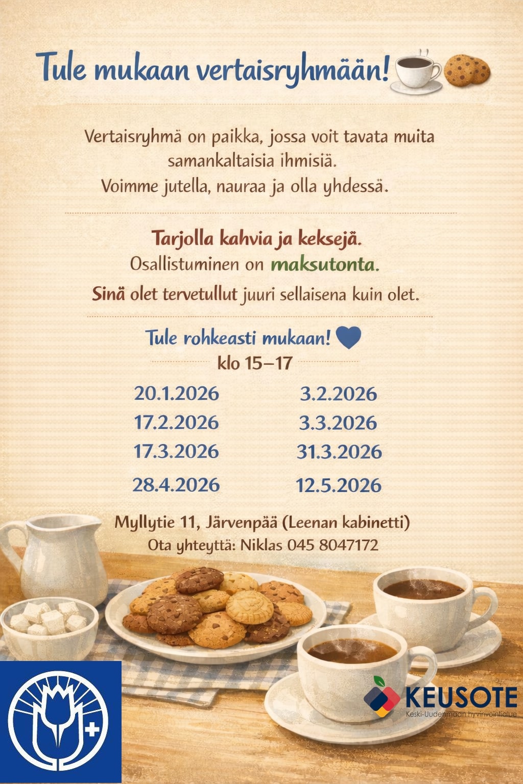 Vertaiskahvila aikataulu 2026