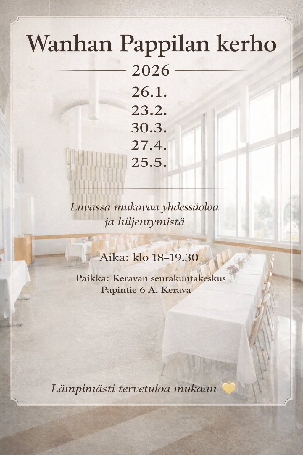 Wanhan Pappilan kerhot 2026